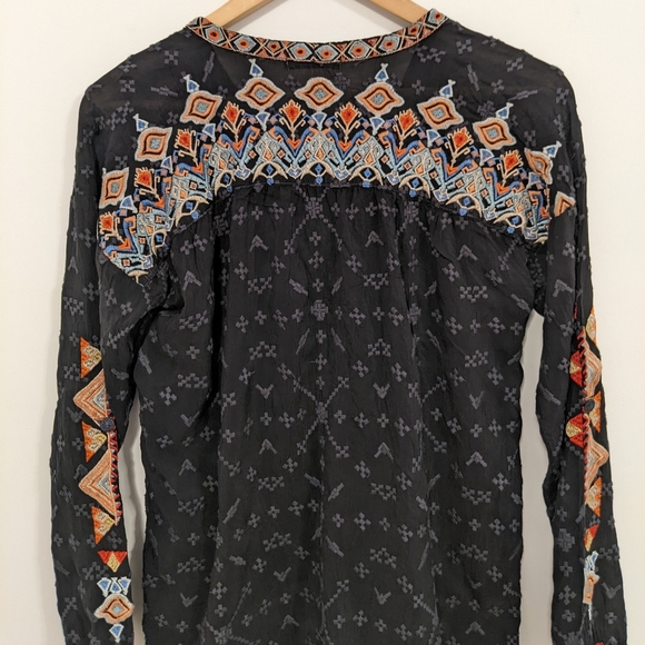 Johnny Was Embroidered Gina Long Sleeve Blouse Tunic Black M - Picture 10 of 15
